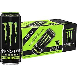 Select Accts: 15-Pk 16-Oz Monster Zero Sugar Energy Drinks $15.15 w/ S&S