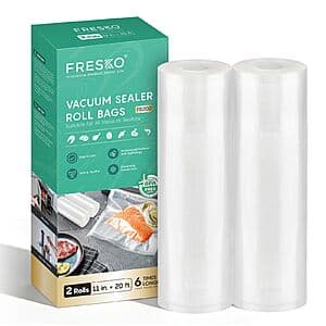 2-pk 11" x 20' FRESKO Vacuum Sealer Bag Rolls $8 w/ S&S