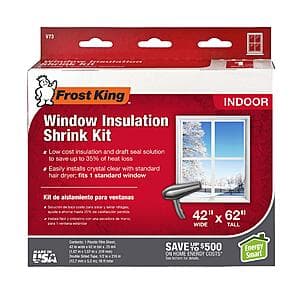62" x 42" Frost King Shrink Film Window Kit (Clear/Transparent): 3-Pack $5.25 1 for $3