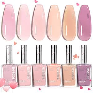 6-Ct Beetles Quick Dry Jelly Nude Nail Polish Set: Jelly Pinks or Glossy Browns $5.70 w/ S&S