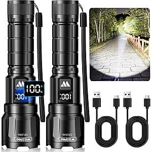 Prime Members: 2-Pk Wdtpro LED USB-C Rechargable Tactical Flashlight w/ Zoom $10.05 + Free S&H