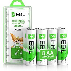 Prime Members: 8-Pack 2800mAh EBL AA High Capacity Rechargeable Batteries $10 + Free Shipping