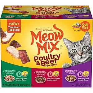 Select Accts: 24-Pk 2.75-Oz Meow Mix Wet Cat Food (Poultry & Beef Variety Pack) $5.80 w/ S&S