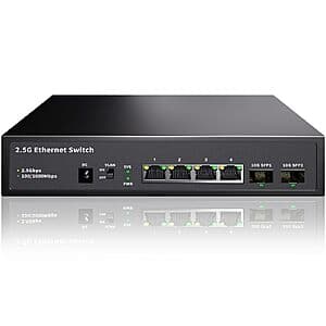 6-Port STEAMEMO Unmanaged 2.5GB Ethernet Switch w/ 2x 10G SFP+ $17