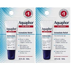 2-Pk 0.35-Oz Aquaphor Lip Repair Ointment Tubes $4.50 w/ S&S