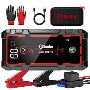 5000A Soulor Portable Car Jump Starter w/ 9-in-1 Functions & LCD Display $18 + Free S&H