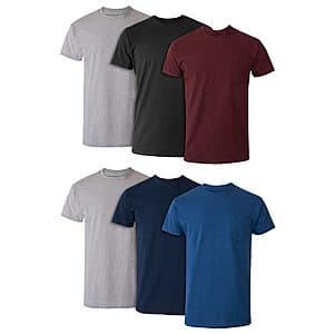 6-Pack Hanes Men's Cotton Crewneck Pocket T-Shirts (Assorted, S & M Only) $11.60
