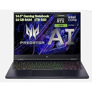 Refurb: Acer Predator Helios Laptop: 14.5" 1600p 120hz, Ultra 7-155H, RTX 4070 $774 + Free Shipping