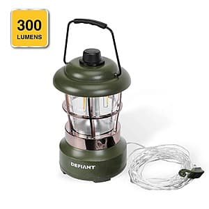 300-Lumen Defiant Rechargeable Dimmable Lantern w/ 45' String Lights $14.90 + Free Shipping