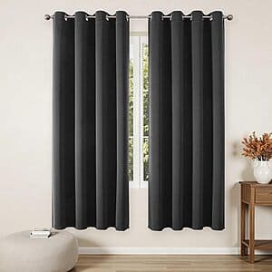 2-Panel 52" x 72" Joydeco Insulated Thermal Blackout Curtains (Dark Grey) $10