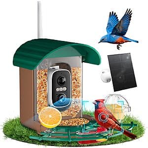 NIORSUN Smart Solar Bird Feeder w/ 2K AI Camera & Night Vision $25