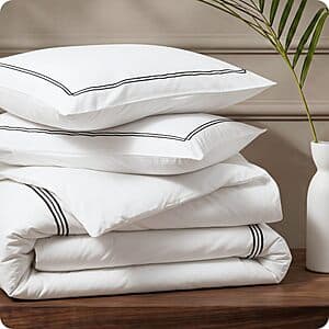 3-Pc Bedsure Cotton Percale Duvet Cover Set (King, White w/ Black Frame) $20 + Free S&H