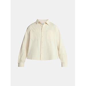 No Boundaries Men's Long Sleeve Twill Button-Up Shirt (White Sand, 2XL -5XL) $6.15