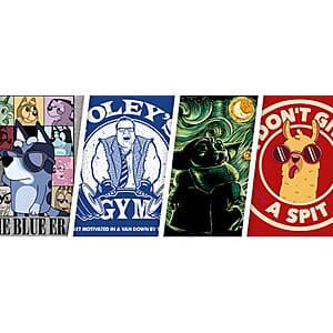 Select Men's, Women's & Kids' Graphic T-Shirts (various designs) $6 each (must purchase 2) + Free Shipping