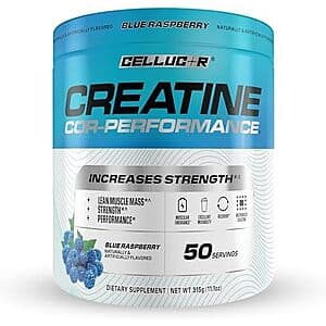 Cellucor Creatine Monohydrate Powder 11.1 oz container in Blue Raspberry flavor.