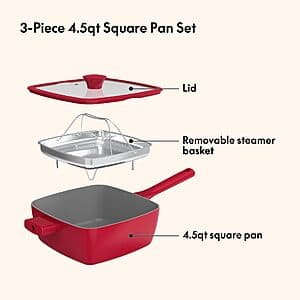 4.5-Quart So Yummy by bella 3-Piece Square Pan Aluminum Cookware Set (Red) $12.35