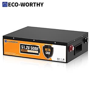 ECO-WORTHY 48V 50Ah Lithium Battery w/ 50A BMS $269.30 + Free S&H