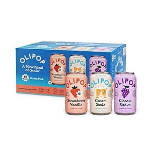 12-Pack 12-Oz OLIPOP Prebiotic Soda Pop (3 Flavor Variety Pack) $10.80