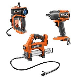 RIDGID 18V Brushless 1/2" Impact Wrench + Grease Gun + Inflator (Tools Only) $187 + Free S&H
