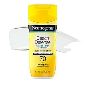 6.7-oz Neutrogena Beach Defense Sunscreen Lotion SPF 70 $2 w/ S&S