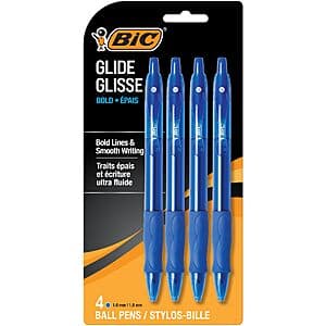 4-Ct BIC Glide Bold Retractable Ballpoint Pens (Blue, 1.6mm) $2.80 w/ S&S