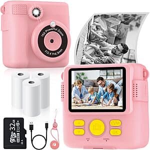 BESTOONE Kids Instant Print Digital Camera & 1080p Video Recorder w/ 32GB microSD from $13.20