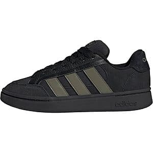 adidas Men's Grand Court Alpha shoe in white, red, and charcoal colourways displayed on a neutral background.