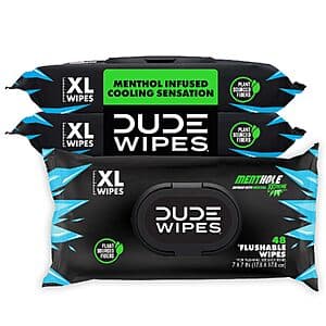 Prime: 144-ct DUDE Wipes MentHOLE XXtreme Adult Flushable Wet Wipes (Cooling) $11.30 w/ S&S