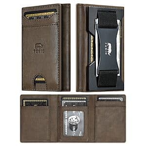 furid Slim Leather Trifold Wallet for Men (Brown or Black) $8
