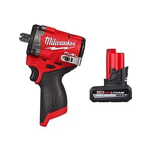 Milwaukee M12 FUEL 12V Stubby 1/2" Impact Wrench + 5.0 Ah XC High Output Battery $206 + Free S&H