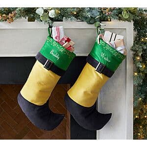 19.5" Pottery Barn 100% Cotton Elf Christmas Stocking $5 + Free S&H