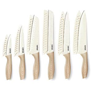 12-Piece Carote Granite Nonstick Ceramic Coated Stainless Steel Knife Set (White) $15