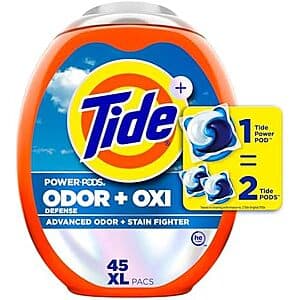 Select Accounts: 45-Count Tide Power PODS Odor Defense + Oxi Laundry Detergent Pacs 4 for $41.80 + Free Shipping