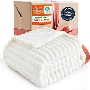 Prime Members: 50" x 60" BEDSURE GentleSoft Striped Throw Blanket (Off White) $8.50 + Free Shipping