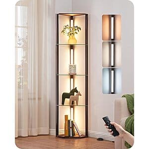 Prime: 5-Tier EDISHINE Dimmable Floor Lamp w/ Glass Shelves, Remote/Foot Control $45 + Free S&H