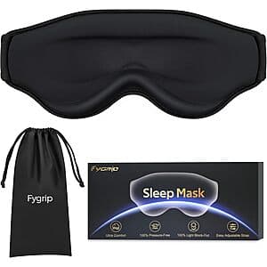FYGRIP 3D Cooling Light Block-Out Sleep Eye Mask w/ Adjustable Strap (Black) $3