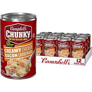 12-Pack 18.8-Oz Campbell's Chunky Soup (Creamy Chicken Bacon Carbonara) $16.45 w/ Subscribe & Save