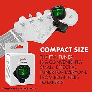 Prime Members: Fender FT-1 Prof. Clip-On Full Chromatic Range Guitar Tuner $11 + Free S&H