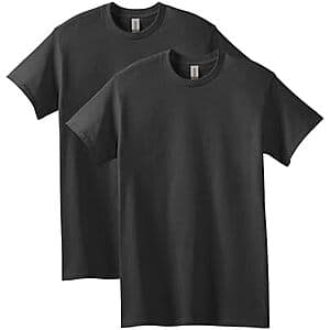 2-Pack Gildan Men's Heavy Cotton T-Shirts (Black, Small or Medium) $4.65