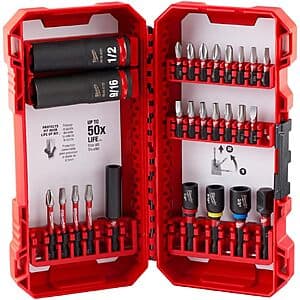 26-Pc Milwaukee Shockwave Drive & Fasten Electric Tool Bit Set $21.90