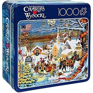 Select Areas: 1000-Pc Charles Wysocki: Small Town Christmas Puzzle in Collector's Tin $7