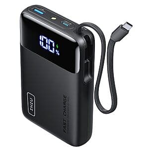 INIU 20000mAh 45W Power Bank w/ Built-In USB-C Cable $18.85