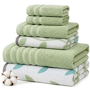 6-Pc Modern Threads 100% Cotton Towel Set (Various Styles) $20