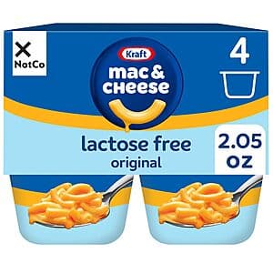 4-pack of Kraft NotCo Plant-Based Mac & Cheese microwaveable cups, lactose-free vegan pasta in kraft-colored packaging.
