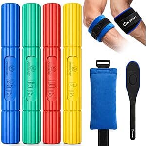 FitBeast Elbow Recovery Kit w/ 4-Level Flex Therapy Bars, Elbow Brace & More $20 + Free S&H