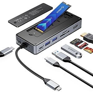 ORICO 8-in-1 USB-C Hub w/ M.2 NVMe/SATA SSD Enclosure $39 + Free Shipping