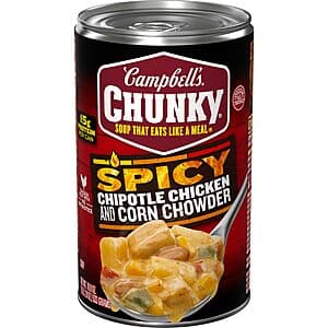 Select Areas: 18.8-oz Campbell’s Chunky Soup (Chipotle Chicken Corn Chowder) $1.55 w/ Subscribe & Save