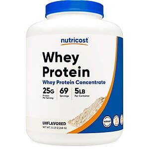 Select Accounts: 5-Lb Nutricost Whey Protein Powder (Unflavored) $41.95 w/ Subscribe & Save + Free Shipping