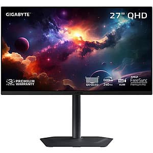 27" GIGABYTE 1440p QHD 240Hz 0.03ms QD-OLED FreeSync Premium Pro Gaming Monitor $400 + Free Shipping