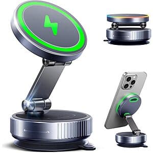 avedio links 15W 360° Rotating MagSafe Suction Car Mount Phone Charger $12.50